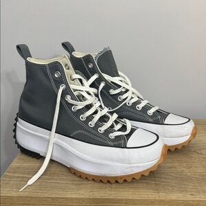 Gray and White High-Top Sneakers
